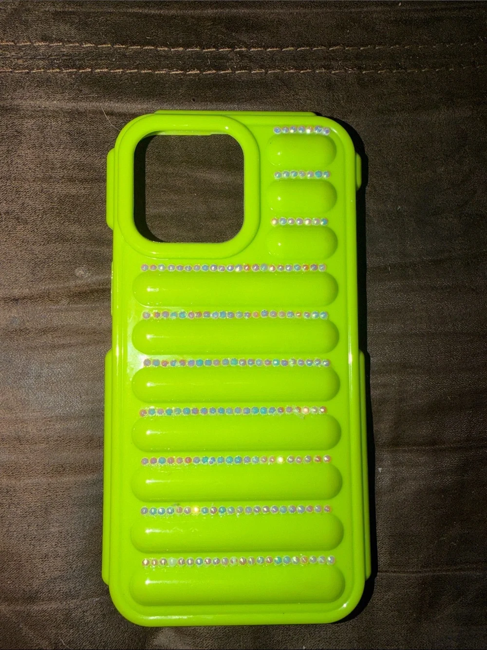 Neon Green Rhinestone iPhone Case - Brand Unspecified